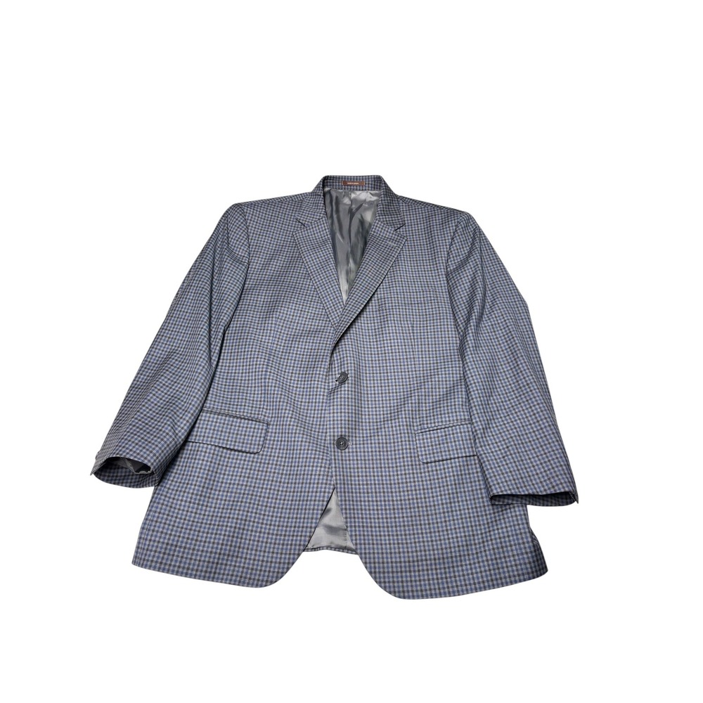 Peter Millar Mens 44S Wool Sport Coat Blazer Blue Grey Check Made in Canada